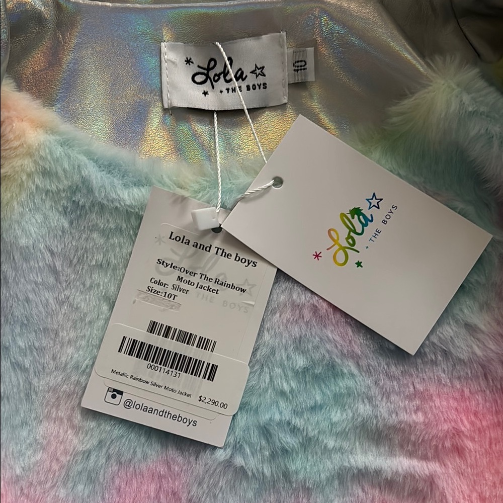 Lola + The Boys Silver Iridescent Moto Jacket - Picture 4 of 7